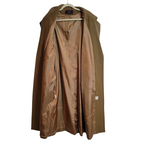 Stephanie Mathews VTG Long Wool Pea Coat Camel Brown Professional Women's Sz 10 - Picture 3 of 14